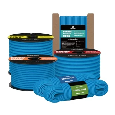 Abbildung von Kamu Synber Gummiseil 6mm x 10m Expanderseil Spanngummi Spannseil Gummischnur für Anhänger, Sonnensegel, Plane UV Beständig Wetterfest Blau