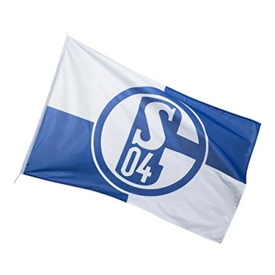 Abbildung von FC Schalke 04 Fahne Hissfahne Karo 100x150cm / 150x250cm, Mit großem Vereins Logo
