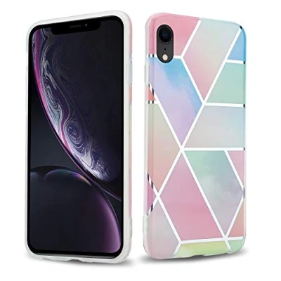 Abbildung von Cadorabo Hülle kompatibel mit Apple iPhone XR Schutzhülle TPU Silikon Case Marmor Design Slim Kratzfest Weiche Gummi Rundumschutz für in Rosa