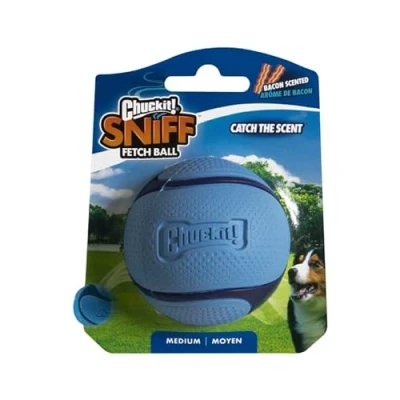 Abbildung von Chuckit! Bacon Sniff Fetch Ball Hundetrackingball mit Speckgeschmack Robuster dickem Kern Kompatibel Wurfgeräten! Größe: Medium Durchmesser: 6,5 cm