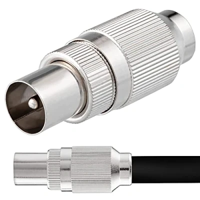Abbildung von 1x IEC Koax Stecker Antennen Kabel Kupplung Metall Demontierbar TV SAT HD 4K UHD