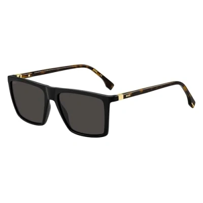 Abbildung von Hugo BOSS Herren 1490/S WR7/IR Gläser SONNENBRILLEN Plastik Schwarz / Havanna Grau Quadratisch