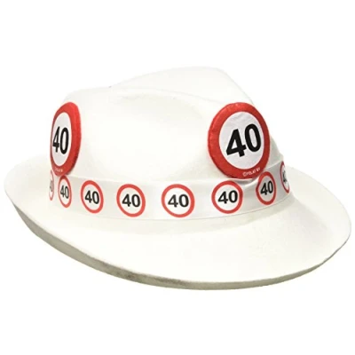 Abbildung von Folat 62340 Tribly Party Hut Verkehrszeichen 40 Jahre, Unisex Erwachsene, Weiß, Einheitsgröße
