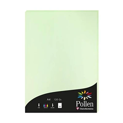 Abbildung von Clairefontaine 4205C Packung mit 50 Karten Pollen 120g, DIN A4, 21 x 29,7cm, Grün