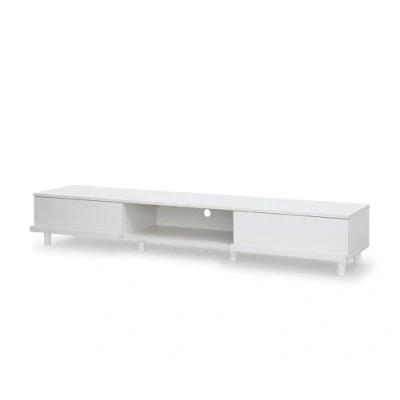 Abbildung von Iris Ohyama, TV Möbel, Schrank, Bank, Halterung für Bildschirme bis zu 65 Zoll, 3 Regale, Kabelauslass, Verstellbare Füße, Modern, Schlafzimmer, Wohnzimmer Cabinet BAB 180A Eiche weiß