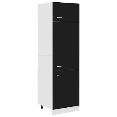 Abbildung von vidaXL Kühlumbauschrank mit 4 Regalböden Küche Hochschrank Küchenmöbel Küchenzeile Küchenschrank Schrank Schwarz 60x57x207cm Holzwerkstoff