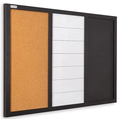 Abbildung von ALLboards Magnettafel 3 in 1 Kombitafel: Whiteboard, Kreide (magnetisch) und Kork, 60x40 cm