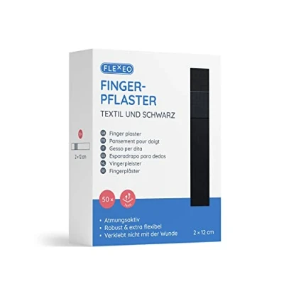 Abbildung von FLEXEO Wundpflaster Fingerpflaster (50 St), Textil schwarz, 2cmx12cm