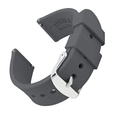 Abbildung von Archer Watch Straps Uhrenarmbänder aus Silikon mit Schnellverschluss (Graphitgrau, 22mm)