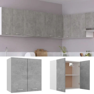 Abbildung von vidaXL Hängeschrank 2 Regalböden Küche Schrank Einbauküche Küchenzeile Küchenmöbel Oberschrank Küchenschrank Betongrau 60x31x60cm Holzwerkstoff