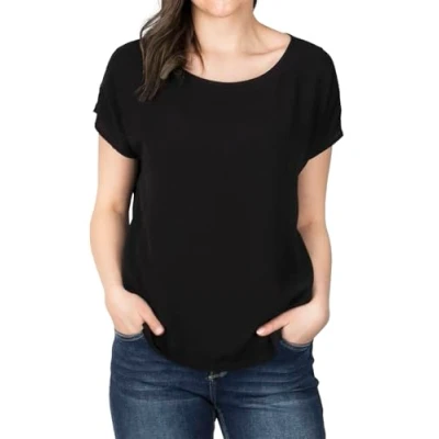 Abbildung von DENIMFY T Shirt Damen Blusentop DFJule Regular Fit (1 tlg) Basic Kurzarm Blusenshirt mit Rundhalsausschnitt