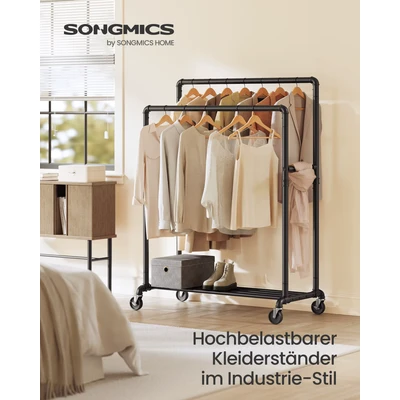 Abbildung von SONGMICS Kleiderständer, mit Kleiderstangen und Ablage, bis 90 kg belastbar