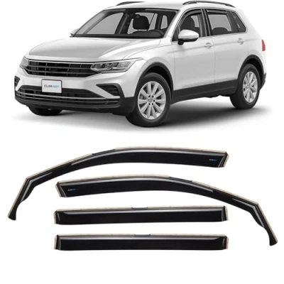 Abbildung von CLIM ART Windabweiser für/kompatible mit Volkswagen Tiguan 2016 2025 nicht für Allspace Integrierte Regenabweiser Autofenster Sonnen &amp;Regenschutz Einfache Montage 4 Set
