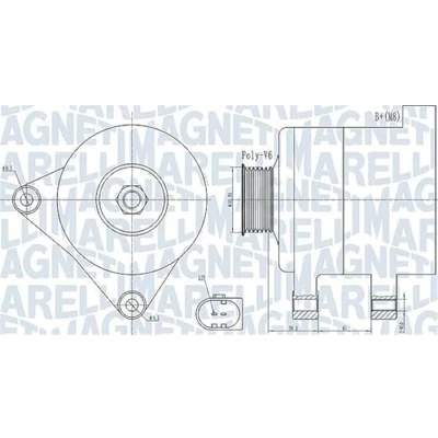 Abbildung von MAGNETI MARELLI 063732011010 Lichtmaschine 14V 140A VOLKSWAGEN: Polo V Schrägheck, GOLF 6, Caddy 3 Kombi, AUDI: A3 Sportback, Schrägheck