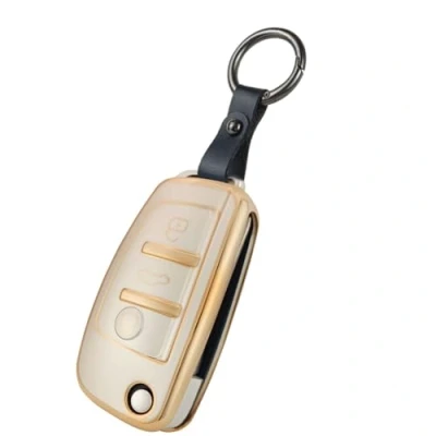 Abbildung von Baisirui Autoschlüssel Hülle Kompatibel mit Schlüsselhülle Audi A1 A3 Q3 Q2 Q7 ,TPU Schlüssel Auto Schlüsselbox Cover Zubehör (C Gold)