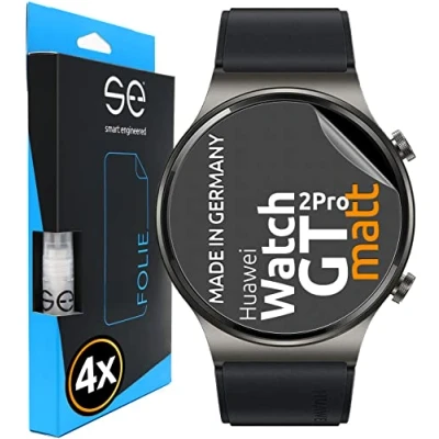 Abbildung von smart engineered [4 Stk.] Entspiegelte 3D Schutzfolie kompatibel mit Huawei Watch GT 2 Pro (46mm), hüllenfreundliche Matte Displayschutz Folie, Schutz vor Schmutz und Kratzern, Alt. Schutzglas