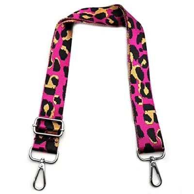 Abbildung von Taschengurte zum Wechseln, Taschengurt Rose Leopard, Verstellbarer Schultergurt für Tasche mit Karabiner Silber, Schulterriemen 3.8cm Umhängegurt Taschen Damen DIY Taschen, #2