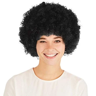 Abbildung von dressforfun Afro Perücke Clown Hippie Popstar 80er 70er Jahre Karneval Fasching Clownperücke (Schwarz Nr. 303638)