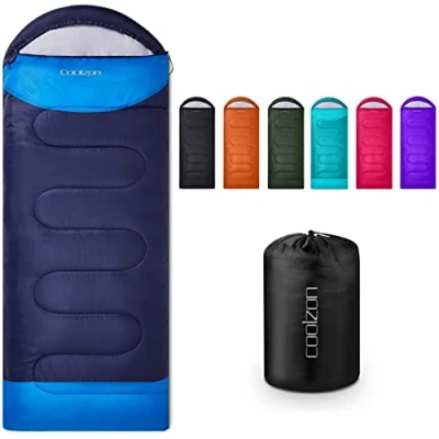 Abbildung von Coolzon Schlafsack Outdoor für Camping 3 4 Jahreszeiten, Erwachsene Deckenschlafsack Kleines Packmaß Ultraleicht Tragetasche, Weich Dick und Warm , Reise, Wandern, Marine