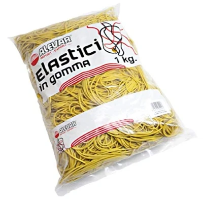 Abbildung von Alevar Gummibänder aus Bürogummi, gelb, Durchmesser 20 mm, Verpackung im Beutel mit 1 kg