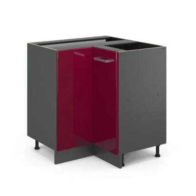 Abbildung von Vicco Eckunterschrank R Line, Bordeaux Hochglanz/Anthrazit, 75.6 cm ohne Arbeitsplatte