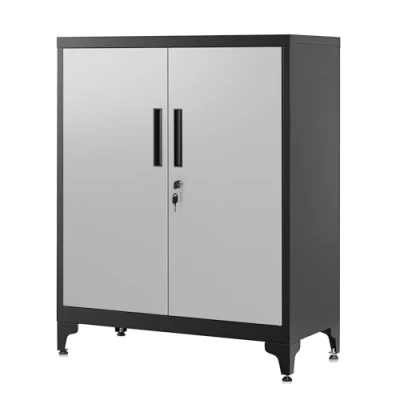 Abbildung von SONGMICS Aktenschrank, Mehrzweckschrank, Büroschrank mit 2 Türen, Schrank abschließbar, Aufbewahrungsschrank aus Stahl, für Arbeitszimmer, Wohnzimmer, silbern Mattschwarz OMC013S01