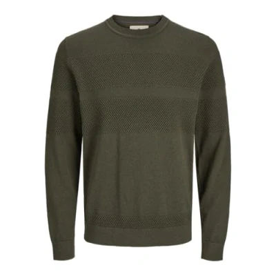 Abbildung von JACK &amp; JONES Herren Jprblunoah Knit Crew Neck Bf Strickpullover, Olive Night/Detail:Twist/Placement Structure, M EU