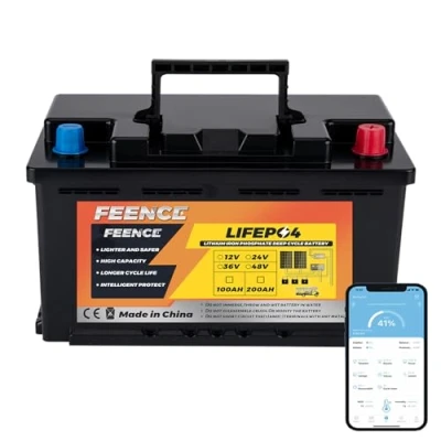 Abbildung von Feence LiFePO4 Bluetooth 100ah 12v Batterie mit BMS, 4000 15000 Zyklen Deep Cycle Lithium Batterie,Erset AGM Gel für Wohnmobil, Campervan,Boot,Trolling Motor, Solaranlage,Autobatterie