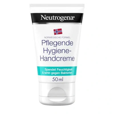 Abbildung von Neutrogena Norwegische Formel pflegende Hygiene Handcreme (50 ml), antibakterielle Feuchtigkeitscreme mit Glycerin, spendet Feuchtigkeit und wirkt gegen Bakterien