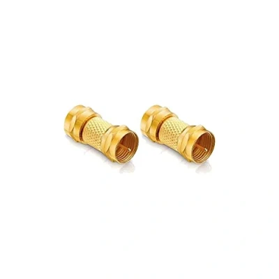 Abbildung von conecto F Verbinder, Kupplung, Stecker auf, Adapter zur Verlängerung von Antennen Kabel/Koaxial Kabel, vergoldet, 2er Set, SA CC50826 SET2