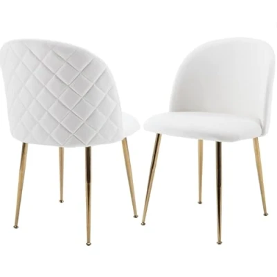 Abbildung von JINPALAY 2er Set Esszimmerstühle Beige Samt Küchenstuhl Polsterstuhl mit Rückenlehne Sessel Moderner Wohnzimmer Stuhl Goldene Beine (2, Beige)
