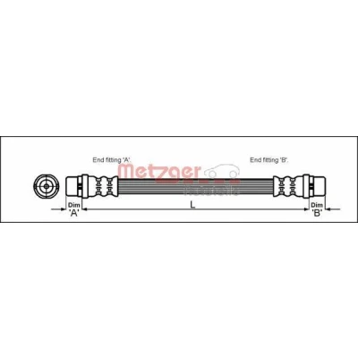 Abbildung von METZGER 4110329 Bremsschläuche 173 F10 x 1 AUDI: A6 C5 Avant, Limousine