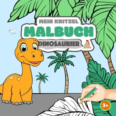 Abbildung von Malbuch für Kinder ab 3 Jahren: 36 liebevoll gestaltete Dinosaurier Ausmalbilder Perfekt zum Kritzeln und Kreativsein kleine Dino Fans: Mein ... Ausmalen Fans