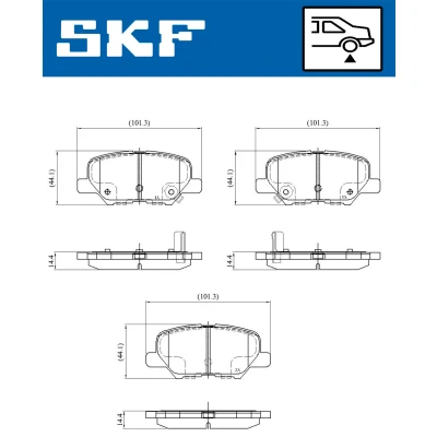 Abbildung von SKF VKBP 90253 A Bremsbelagsatz mit akustischer Verschleißwarnung MITSUBISHI: ASX SUV, OUTLANDER 3, Eclipse Cross, PEUGEOT: 4008 SUV