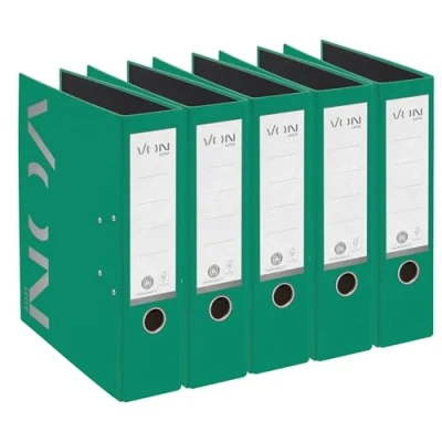 Abbildung von VON Leitz 5er Pack Ordner A4, 100 % Recyclingkarton, 80 mm Rückenbreite, Für 600 Blatt, Vollfarbig, Blauer Engel &amp; FSC zertifiziert, Schule, Studium Haushalt, Grün, 10570055