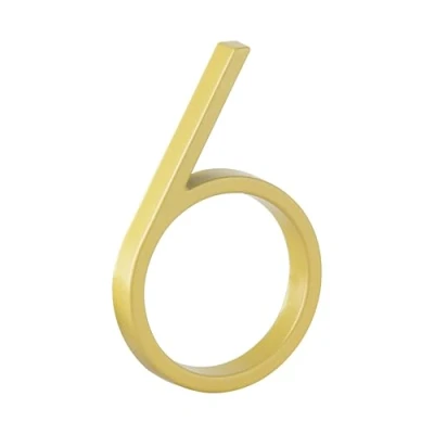 Abbildung von HASWARE Schwebendes Hausnummernschild: 5 Zoll (12cm) modernes Türschild auffällig für Straßennummern (6, Golden)