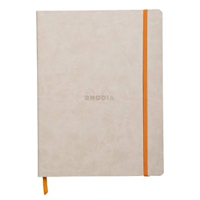 Abbildung von Rhodia 117555C Notizheft Rhodiarama mit weichem Umschlag, dot grid, 80 Blatt, 90 g elfenbeinfarbenes Papier, 190 x 250 mm, Lesezeichen, Innentasche,1 Stück,beige