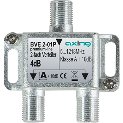 Abbildung von Axing BVE 2 01P fach Verteiler Kabelfernsehen CATV Multimedia DVB T2 Klasse A+, 10dB, 5 1218 MHz metall