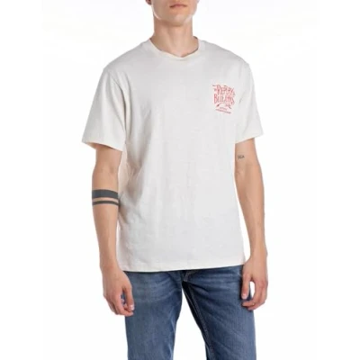 Abbildung von Replay Tshirt print, Herren, Größe: 3XL, Butter white