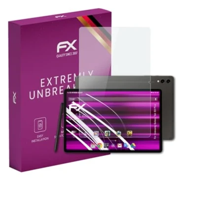 Abbildung von atFoliX Glasfolie kompatibel mit Samsung Galaxy Tab S9 Plus Panzerfolie, 9H Hybrid Glass FX Schutzpanzer Folie