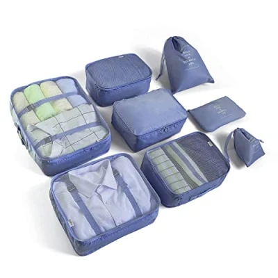 Abbildung von BillyBath Koffer Organizer set, Packing Cubes Kleidertaschen Schuhbeutel Reiseorganizer Packwürfel Kosmetik Travel Packtaschen für (8 teilig, Navy)