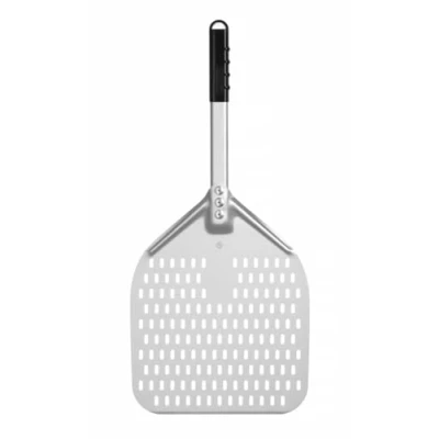 Abbildung von HENDI Pizzaschaufel, eckig, perforiert, kurzer Griff, Pizzaschieber, Brotschieber, 660x305mm, eloxiertem Aluminium