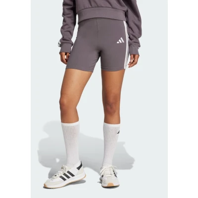 Abbildung von adidas Damen Essentials 3 Stripes HIGH Waisted Biker Shorts, Grey Strata/White, XXS