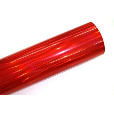 Abbildung von Finest Folia Laser Hologramm Chrom Auto Car Wrapping Folie mit Luftkanälen Holographic Selbstklebend Blasenfrei (Rot, Muster 10x10cm)