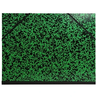 Abbildung von Exacompta 541100E Zeichenmappe Annonay für DIN A4+ mit Gummizugverschluss. Aus extra starkem Karton 3cm Rückenbreite schwarz grün marmoriert ideal zum transportieren und aufbewahren