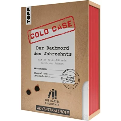 Abbildung von Die Rätselbibliothek. Adventskalender Cold Case: Der Raubmord des Jahrzehnts: mit 24 Krimi Rätseln durch den Advent: Schuber Heften, für Rätselspaß im Advent