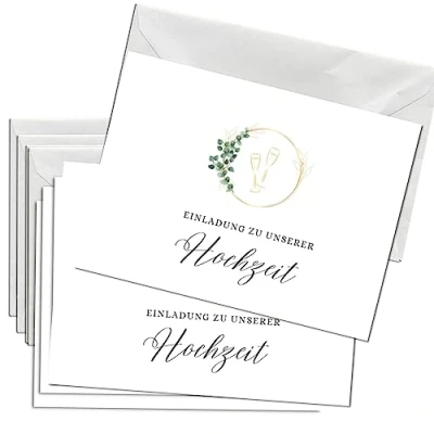 Abbildung von Briefzauber Einladungskarten 12x Hochzeit mit Umschlägen