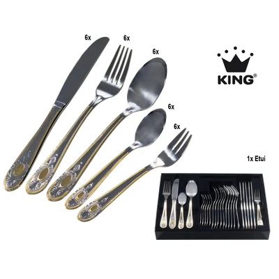 Abbildung von KING Besteck Set &quot;&quot;VIERAILLA GOLD&quot;&quot;, (Set, 31 tlg.), mit Dekor in Gold Optik, inkl. Etui