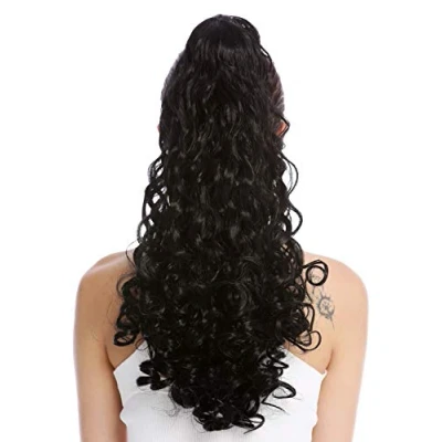 Abbildung von WIG ME UP 19AXL V 1 Haarteil Zopf Pferdeschwanz lang voluminös stark gelockt Schwarz 50 cm