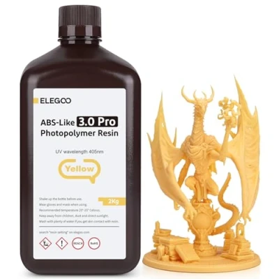 Abbildung von ELEGOO ABS Like Resin 3.0 Pro, UV Härtendes 3D mit Hohe Präzision, Nicht Spröde, Giftig für LCD/DLP Drucker Photopolymer Harz Yellow 2000g